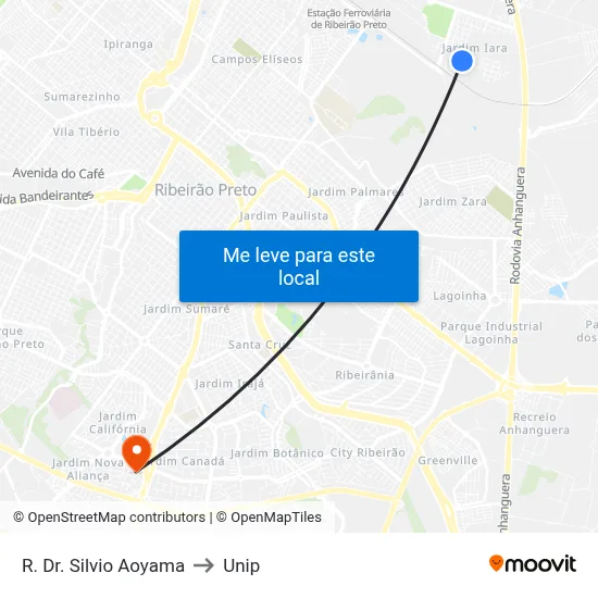 R. Dr. Silvio Aoyama to Unip map