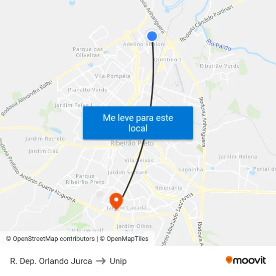 R. Dep. Orlando Jurca to Unip map