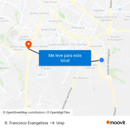 R. Francisco Evangelista to Unip map