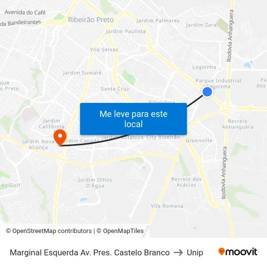 Marginal Esquerda Av. Pres. Castelo Branco to Unip map