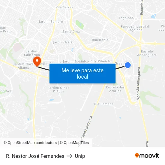 R. Nestor José Fernandes to Unip map