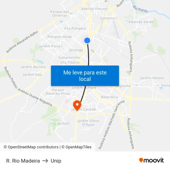 R. Rio Madeira to Unip map