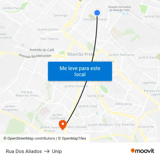 Rua Dos Aliados to Unip map