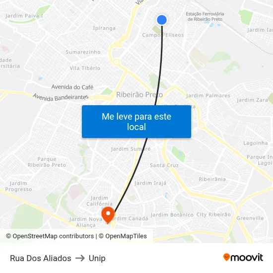 Rua Dos Aliados to Unip map