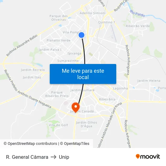 R. General Câmara to Unip map