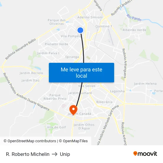 R. Roberto Michelin to Unip map