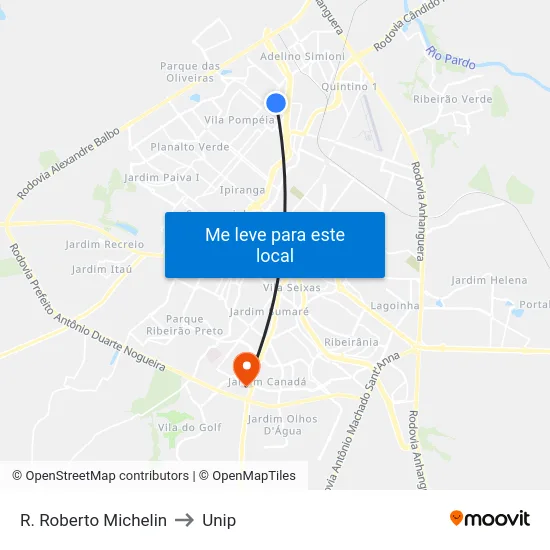 R. Roberto Michelin to Unip map