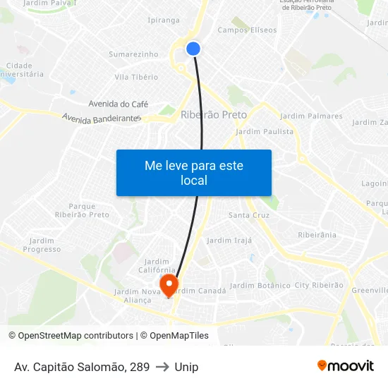 Av. Capitão Salomão, 289 to Unip map