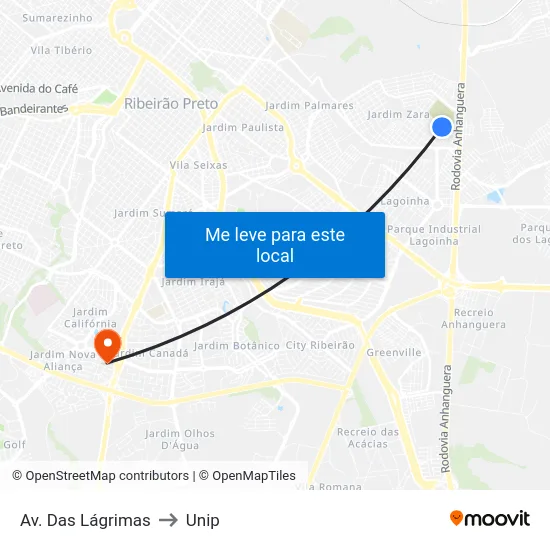 Av. Das Lágrimas to Unip map