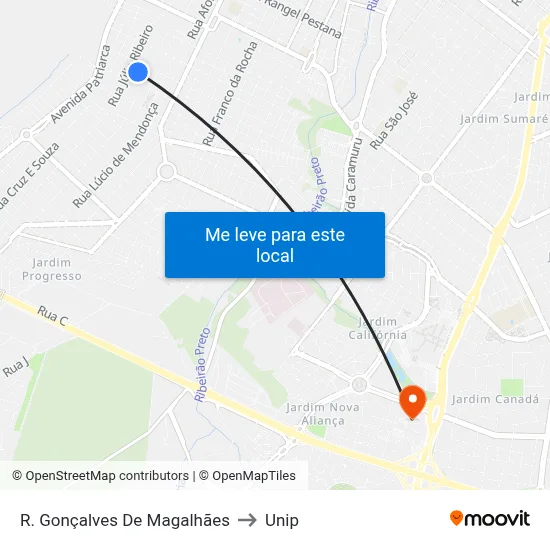 R. Gonçalves De Magalhães to Unip map