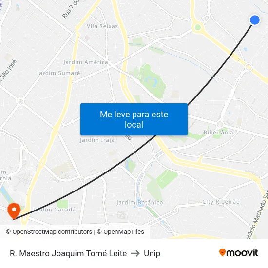 R.  Maestro Joaquim Tomé Leite to Unip map