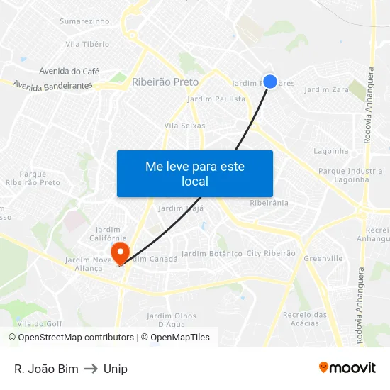 R. João Bim to Unip map