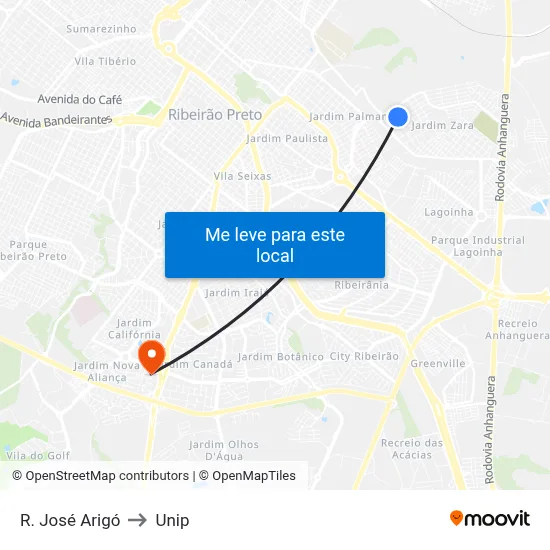 R. José Arigó to Unip map