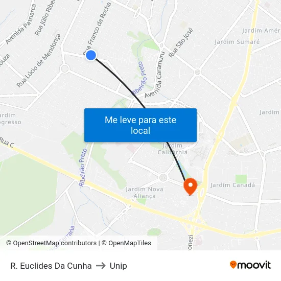 R. Euclides Da Cunha to Unip map