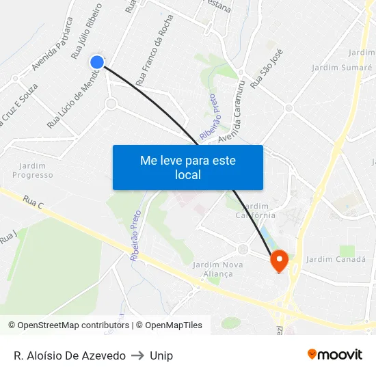 R. Aloísio De Azevedo to Unip map
