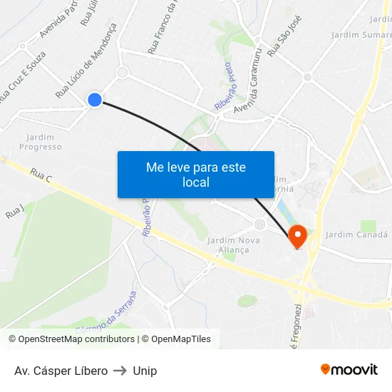 Av. Cásper Líbero to Unip map