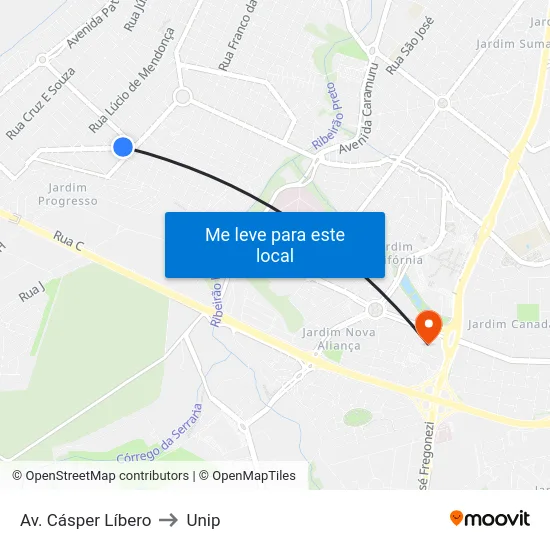 Av. Cásper Líbero to Unip map