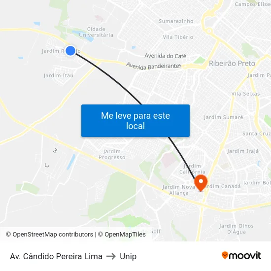Av. Cândido Pereira Lima to Unip map