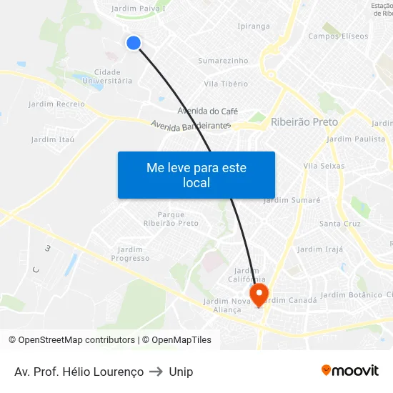 Av. Prof. Hélio Lourenço to Unip map