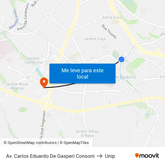 Av. Carlos Eduardo De Gasperi Consoni to Unip map