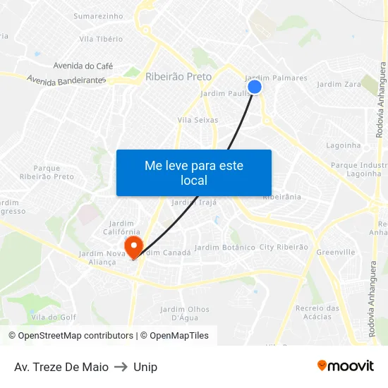 Av. Treze De Maio to Unip map