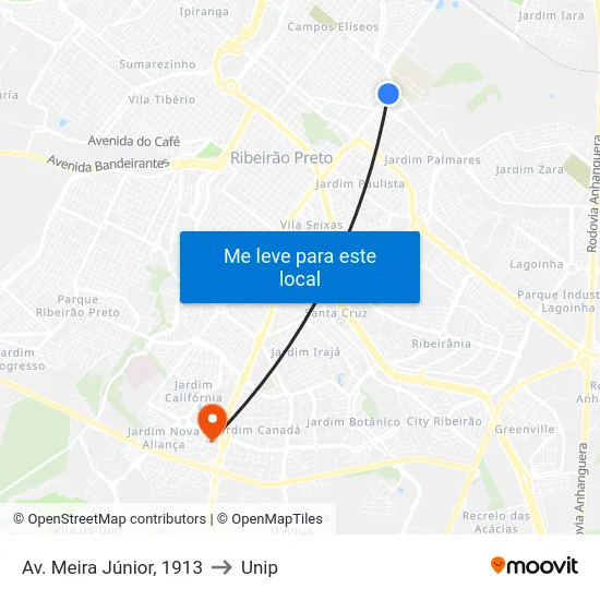 Av. Meira Júnior, 1913 to Unip map