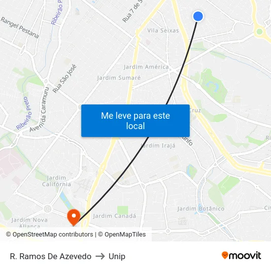 R. Ramos De Azevedo to Unip map
