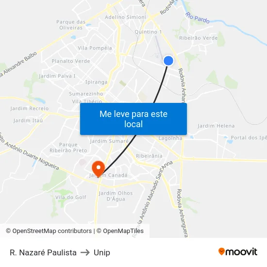 R. Nazaré Paulista to Unip map