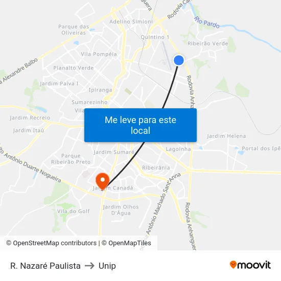 R. Nazaré Paulista to Unip map