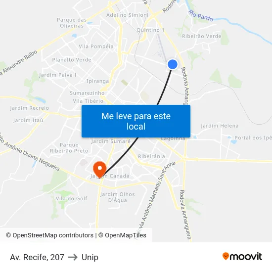 Av. Recife, 207 to Unip map