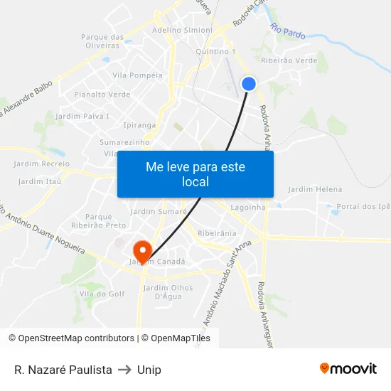 R. Nazaré Paulista to Unip map