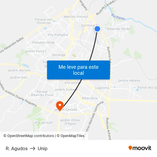 R. Agudos to Unip map