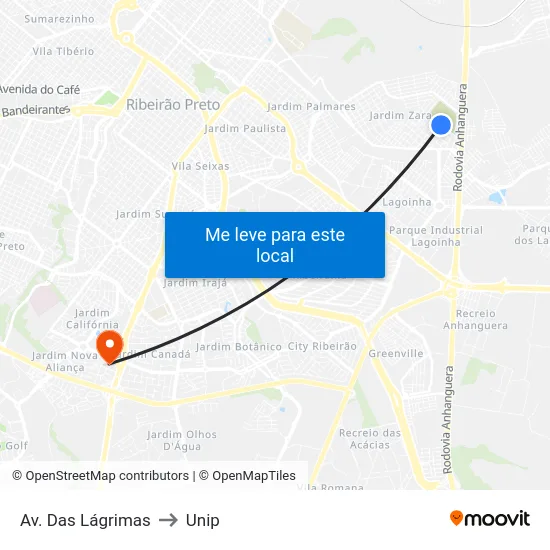 Av. Das Lágrimas to Unip map