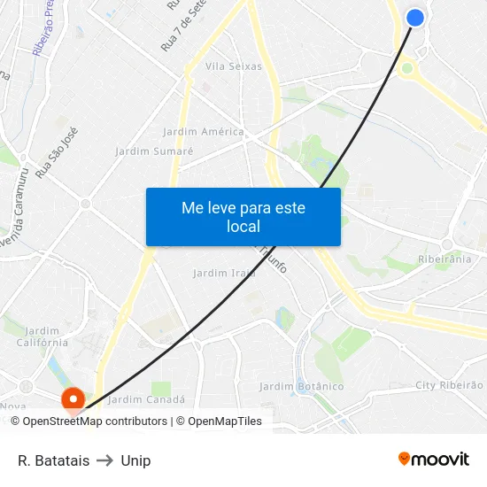 R. Batatais to Unip map