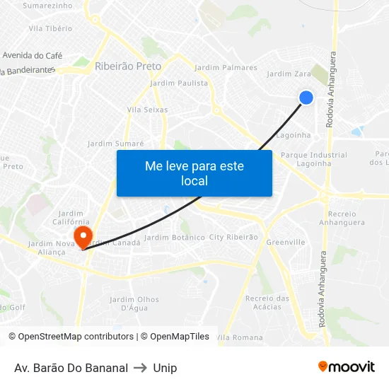 Av. Barão Do Bananal to Unip map