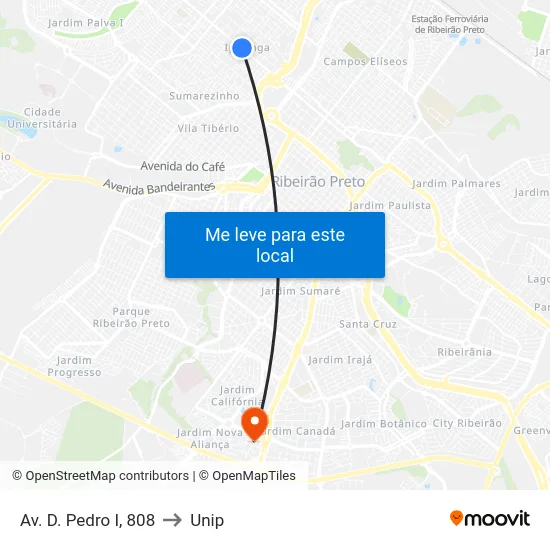 Av. D. Pedro I, 808 to Unip map