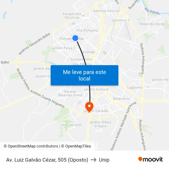 Av. Luiz Galvão Cézar, 505 (Oposto) to Unip map
