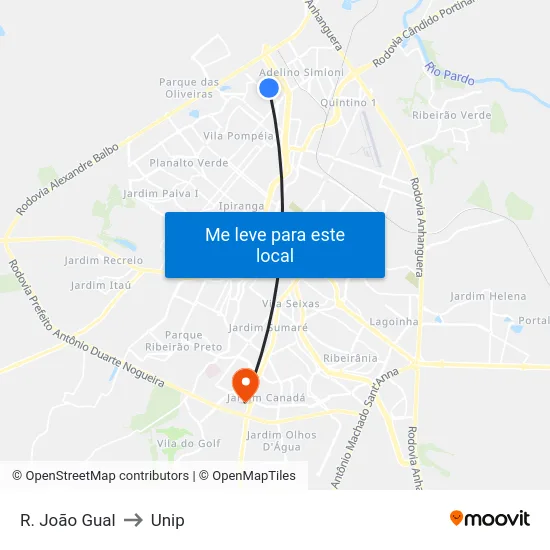 R. João Gual to Unip map