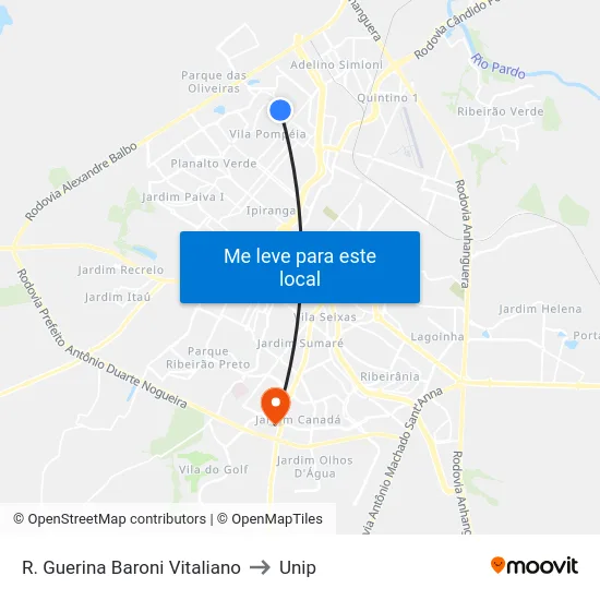 R. Guerina Baroni Vitaliano to Unip map