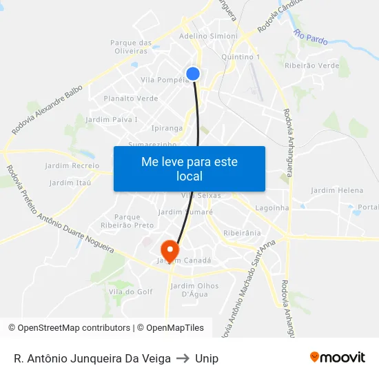 R. Antônio Junqueira Da Veiga to Unip map