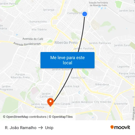 R. João Ramalho to Unip map