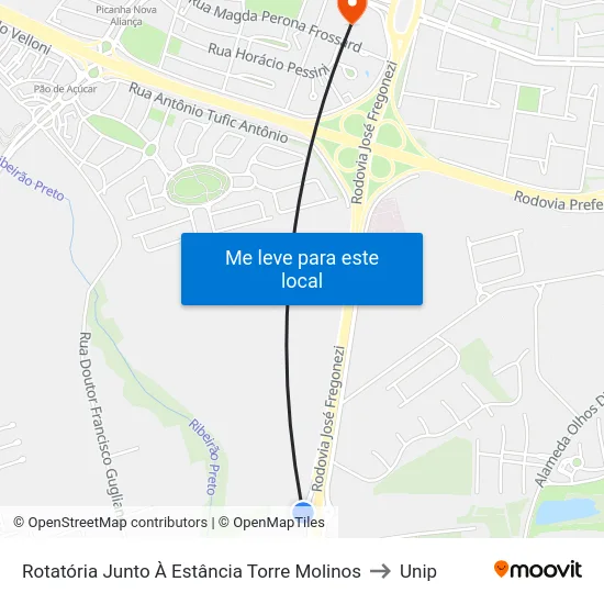 Rotatória Junto À Estância Torre Molinos to Unip map