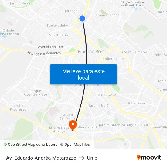 Av. Eduardo Andréa Matarazzo to Unip map