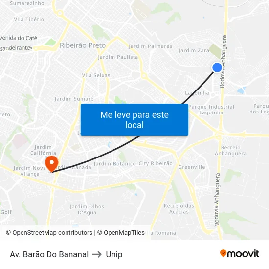 Av. Barão Do Bananal to Unip map