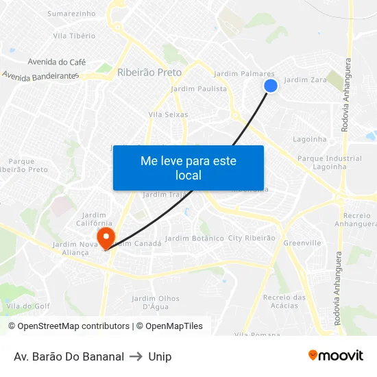 Av. Barão Do Bananal to Unip map