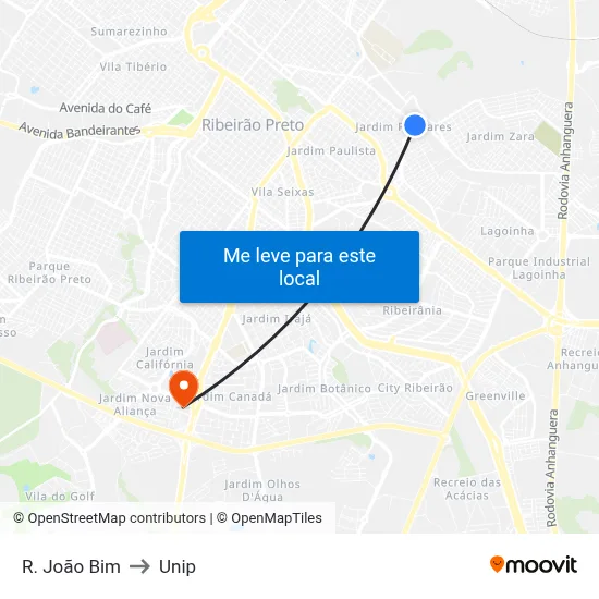 R. João Bim to Unip map