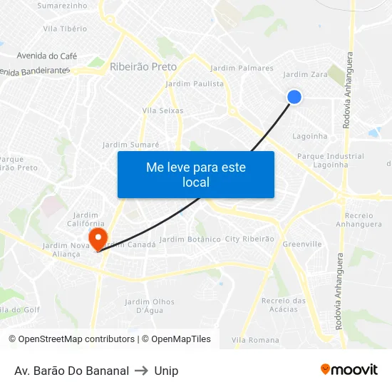 Av. Barão Do Bananal to Unip map