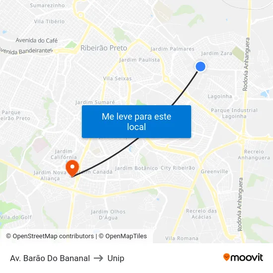 Av. Barão Do Bananal to Unip map