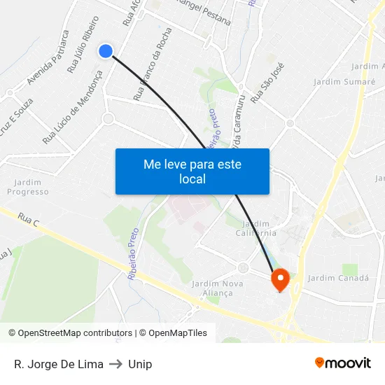 R. Jorge De Lima to Unip map