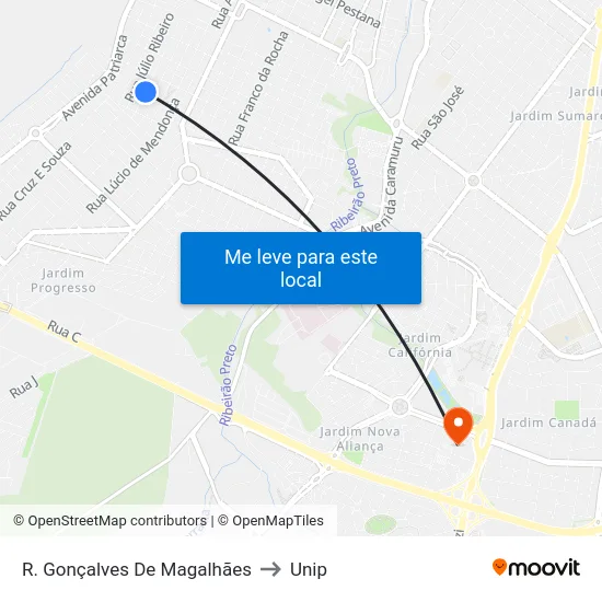R. Gonçalves De Magalhães to Unip map